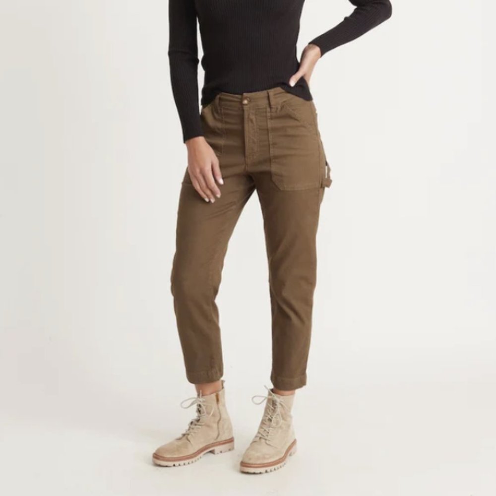 Marine Layer Maya Slim/Straight Utility Pant in Military Olive